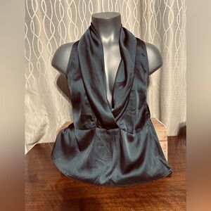 Violet + Claire Brand Satin Effect Cross Over Vneck Peplum Sleeveless Ladies Top